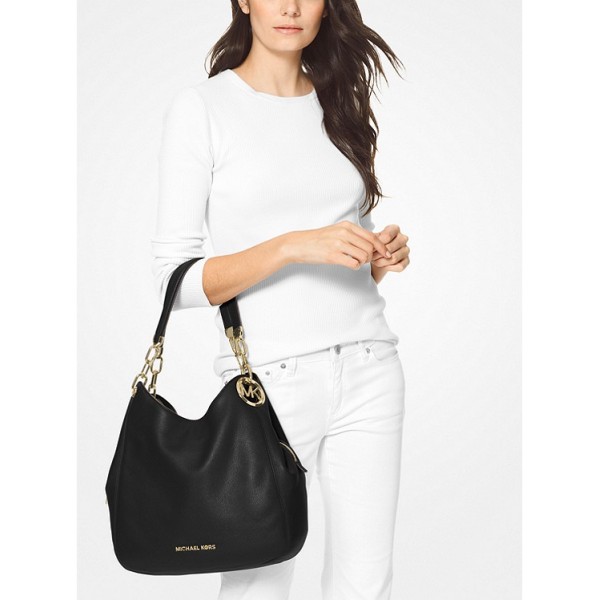 Lillie Large Pebbled Leather Shoulder Bag