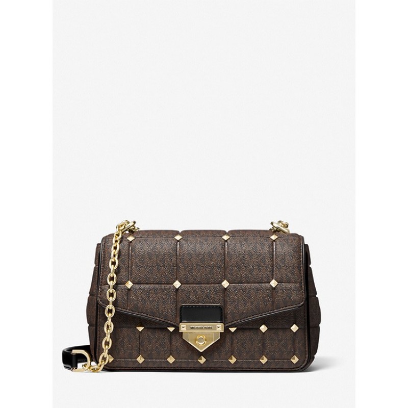 SoHo Large Studded Quilted Signature Logo Shoulder Bag