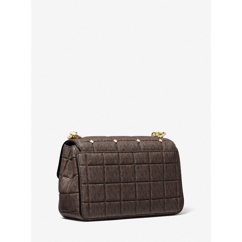 SoHo Large Studded Quilted Signature Logo Shoulder Bag