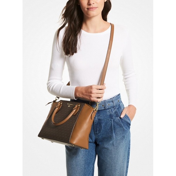 Sienna Medium Logo and Leather Satchel