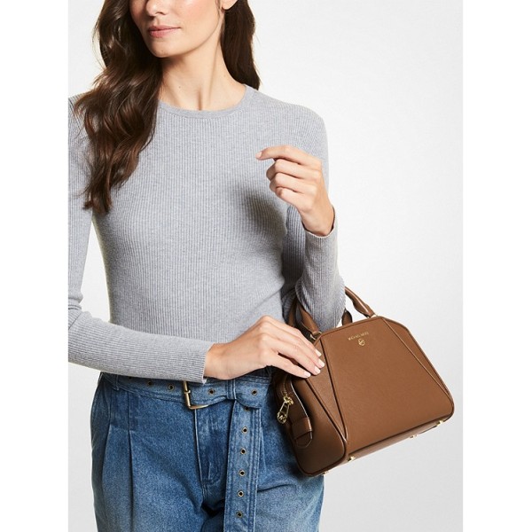 Cleo Small Saffiano Leather Satchel