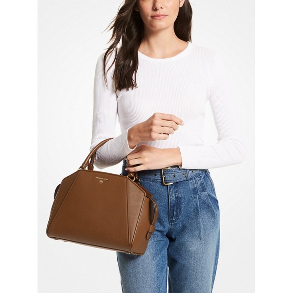 Cleo Medium Saffiano Leather Satchel