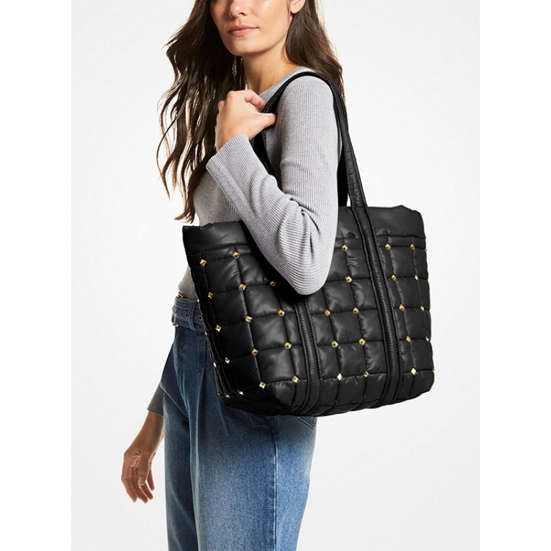 Stirling Large Studded Quilted Recycled Polyester Tote Bag