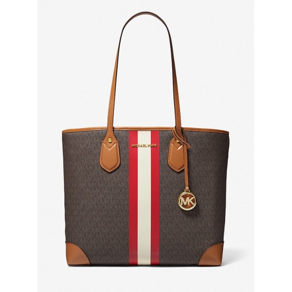 Eva Large Signature Logo Stripe Tote Bag