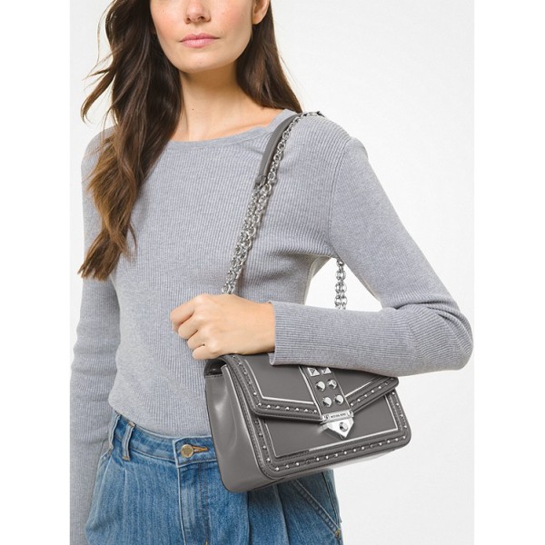 SoHo Large Studded Leather Shoulder Bag