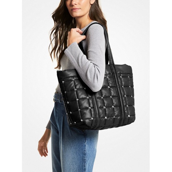 Stirling Large Studded Quilted Recycled Polyester Tote Bag