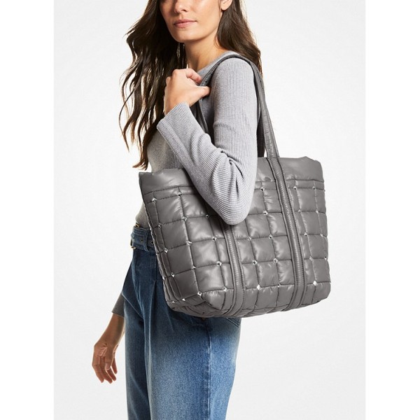 Stirling Large Studded Quilted Recycled Polyester Tote Bag