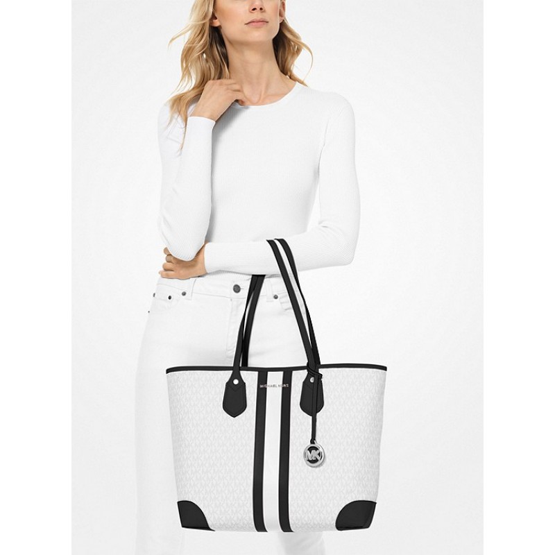 Eva Large Logo Stripe Tote Bag