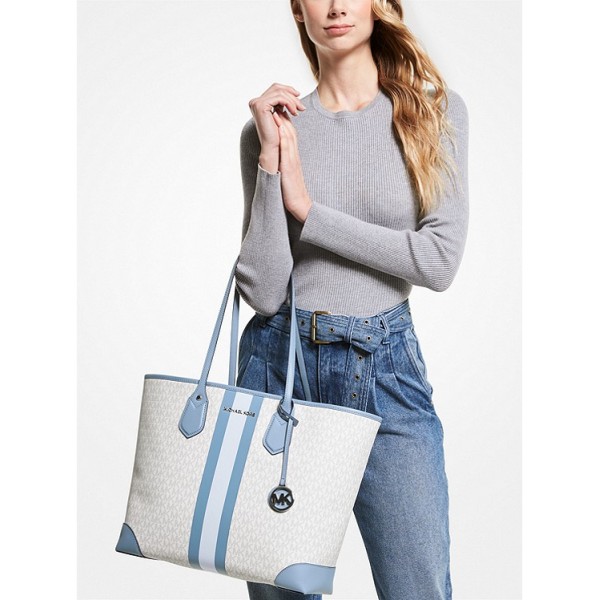 Eva Large Logo Stripe Tote Bag