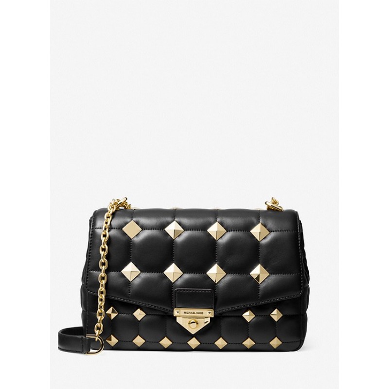 SoHo Extra-Large Studded Quilted Leather Shoulder Bag