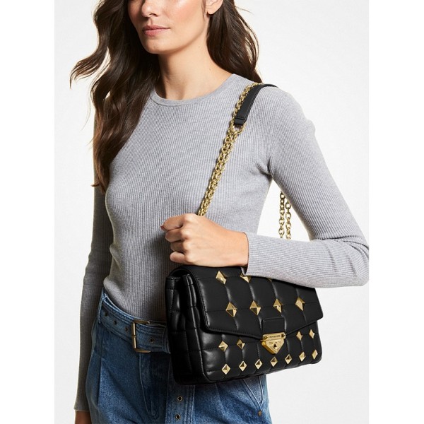 SoHo Extra-Large Studded Quilted Leather Shoulder Bag