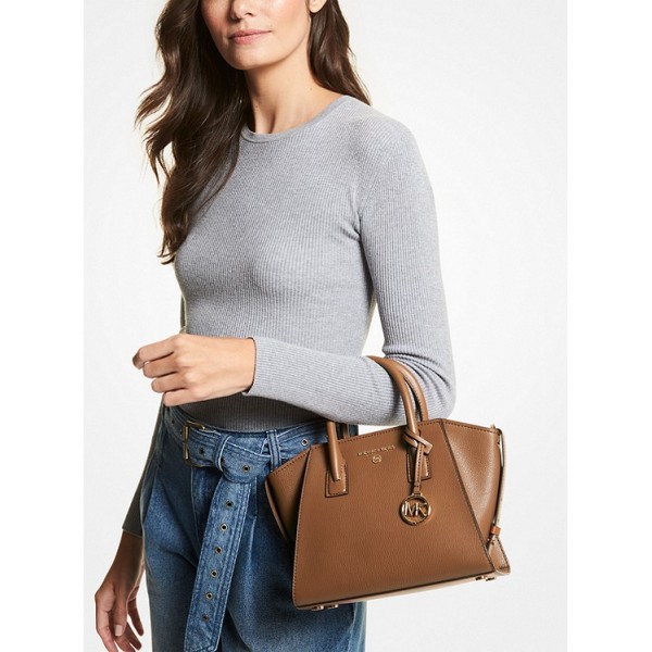 Avril Small Leather Top-Zip Satchel