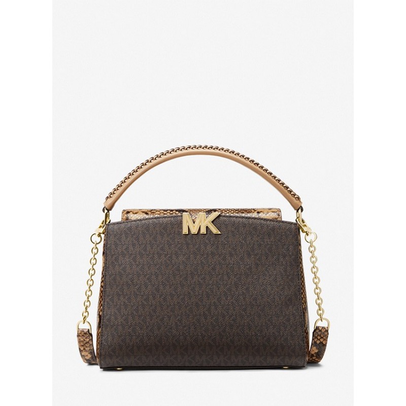 Karlie Medium Logo and Embossed Leather Satchel