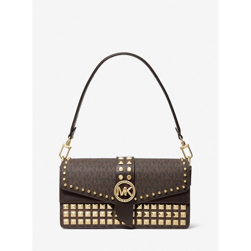 Greenwich Medium Studded Logo Shoulder Bag