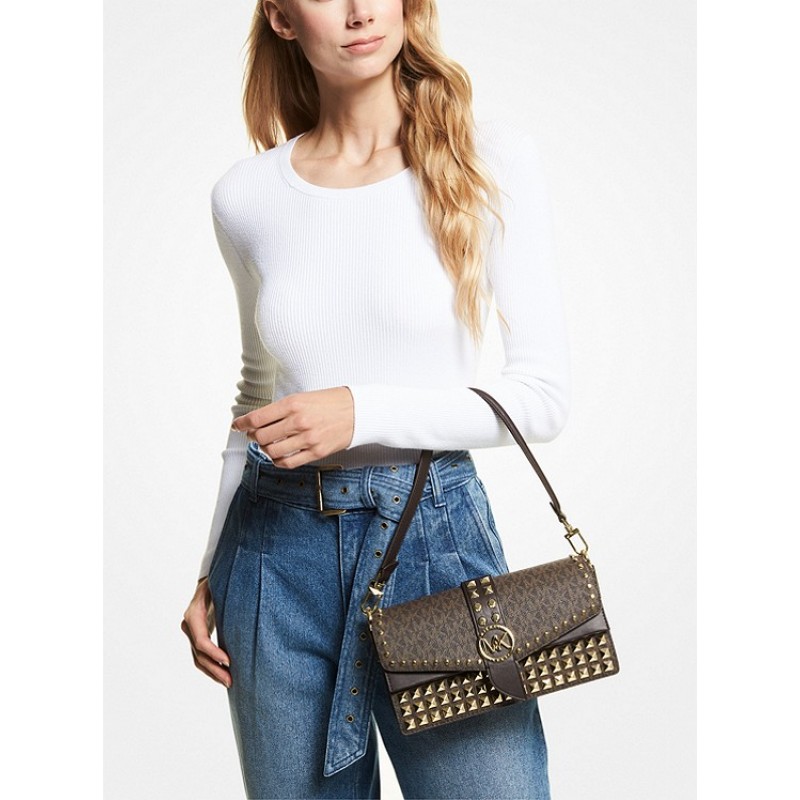 Greenwich Medium Studded Logo Shoulder Bag