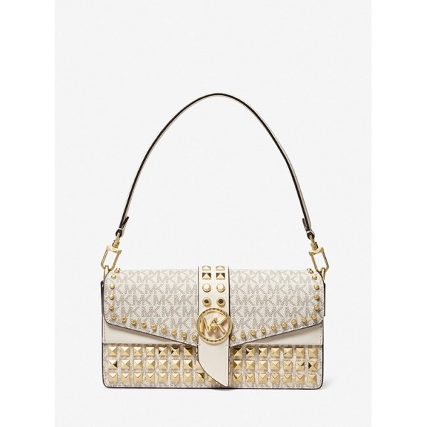 Greenwich Medium Studded Logo Shoulder Bag