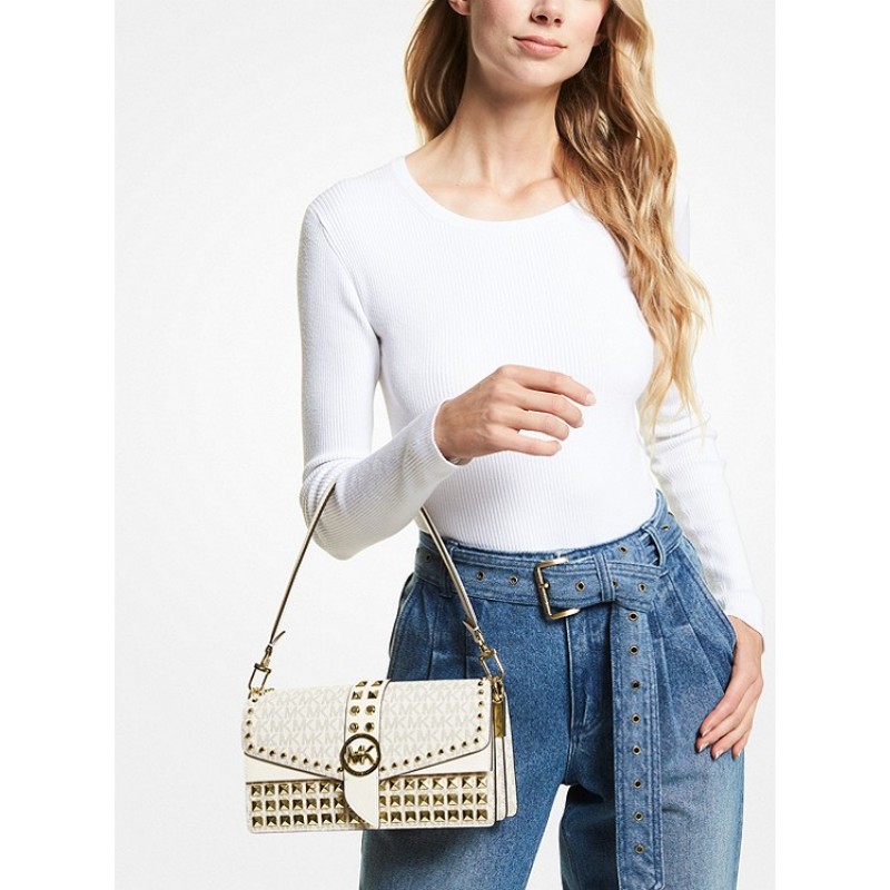 Greenwich Medium Studded Logo Shoulder Bag