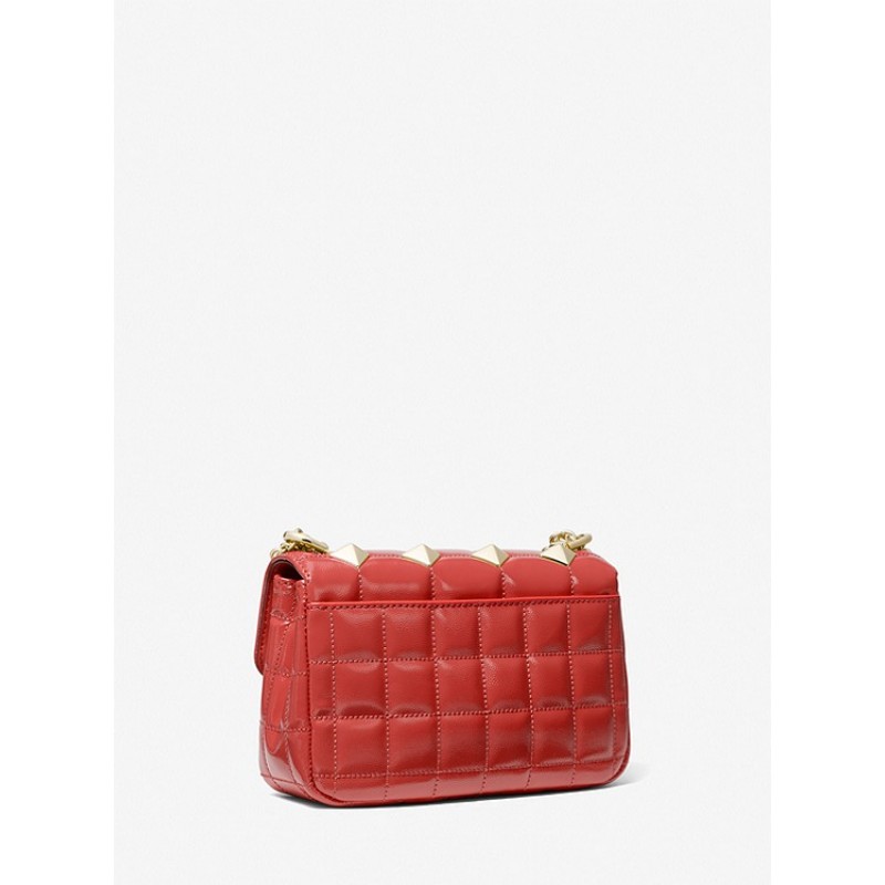 SoHo Small Studded Quilted Patent Leather Shoulder Bag