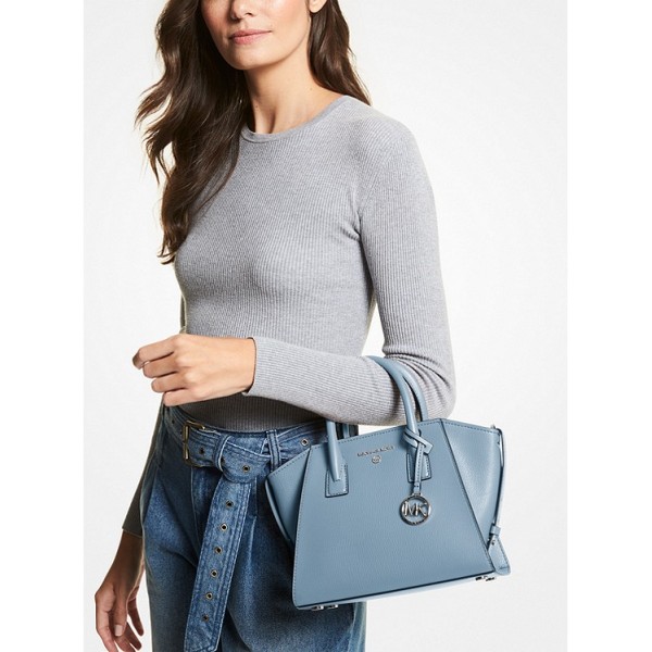 Avril Small Leather Top-Zip Satchel