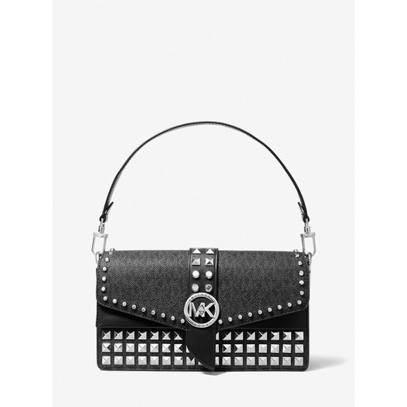 Greenwich Medium Studded Logo Shoulder Bag