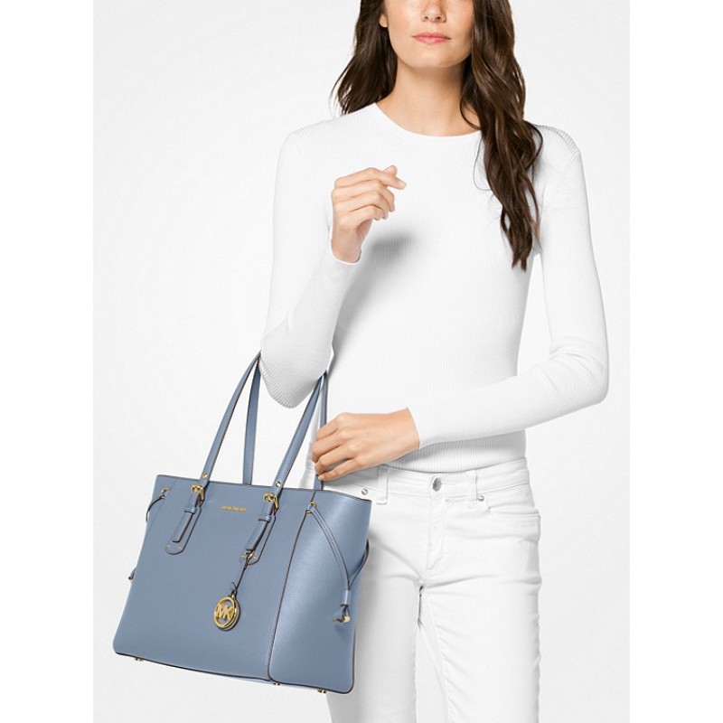 Voyager Medium Crossgrain Leather Tote Bag