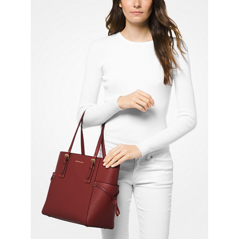 Voyager Small Crossgrain Leather Tote Bag