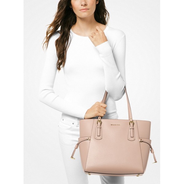 Voyager Small Crossgrain Leather Tote Bag