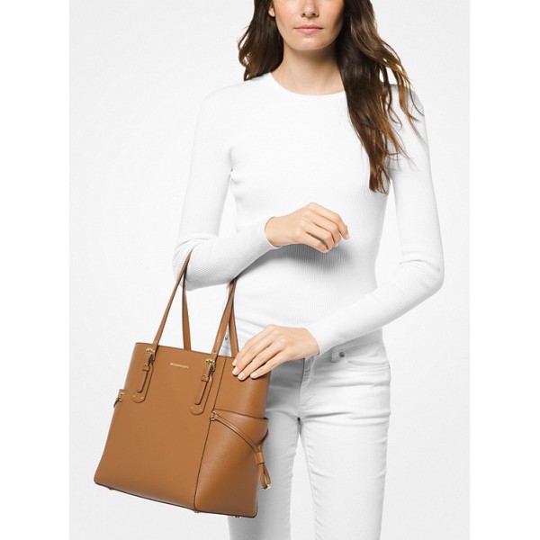 Voyager Small Crossgrain Leather Tote Bag