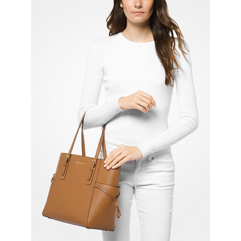 Voyager Small Crossgrain Leather Tote Bag