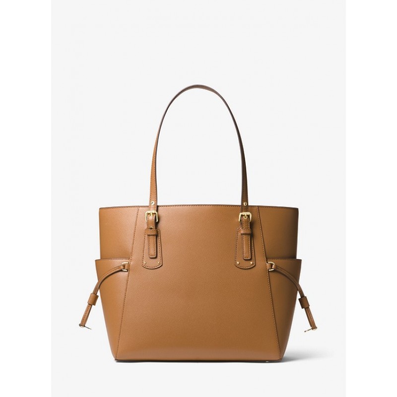 Voyager Small Crossgrain Leather Tote Bag