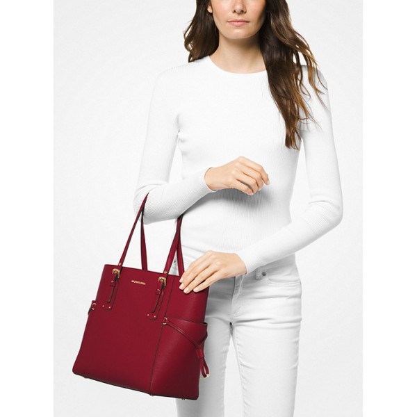 Voyager Small Crossgrain Leather Tote Bag