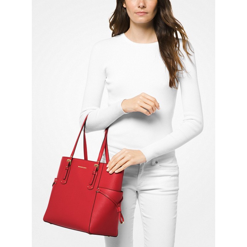 Voyager Small Crossgrain Leather Tote Bag