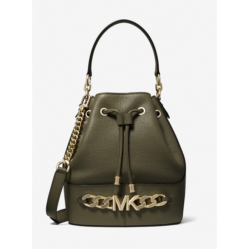 Devon Medium Pebbled Leather Bucket Bag