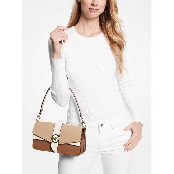 Greenwich Medium Color-Block Saffiano Leather Shoulder Bag