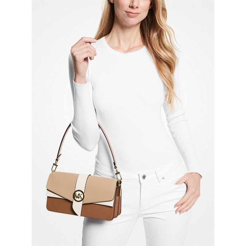 Greenwich Medium Color-Block Saffiano Leather Shoulder Bag