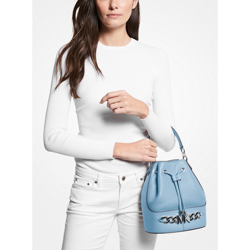 Devon Medium Pebbled Leather Bucket Bag