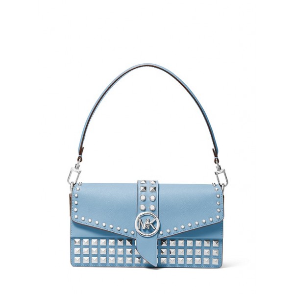 Greenwich Medium Studded Saffiano Leather Shoulder Bag