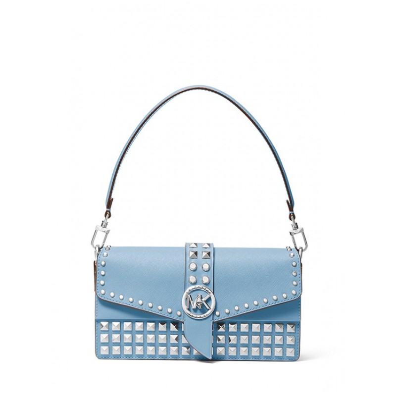 Greenwich Medium Studded Saffiano Leather Shoulder Bag