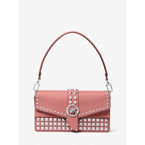 Greenwich Medium Studded Saffiano Leather Shoulder Bag