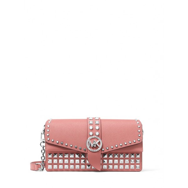 Greenwich Medium Studded Saffiano Leather Shoulder Bag