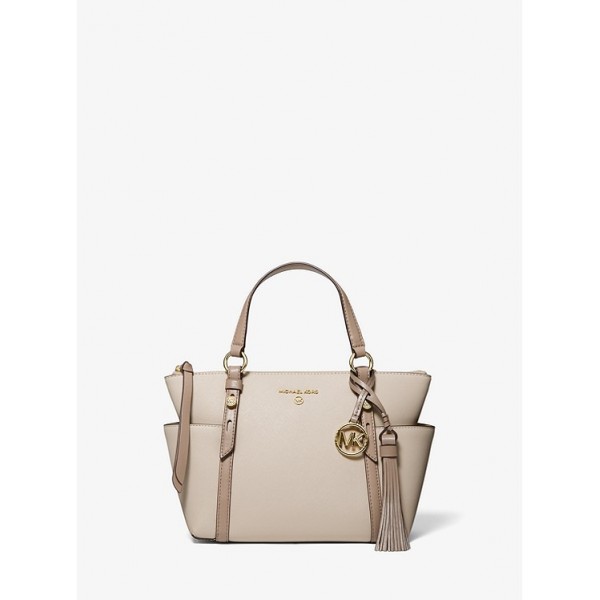 Sullivan Small Two-Tone Saffiano Leather Top-Zip Tote Bag