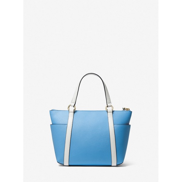 Sullivan Small Two-Tone Saffiano Leather Top-Zip Tote Bag