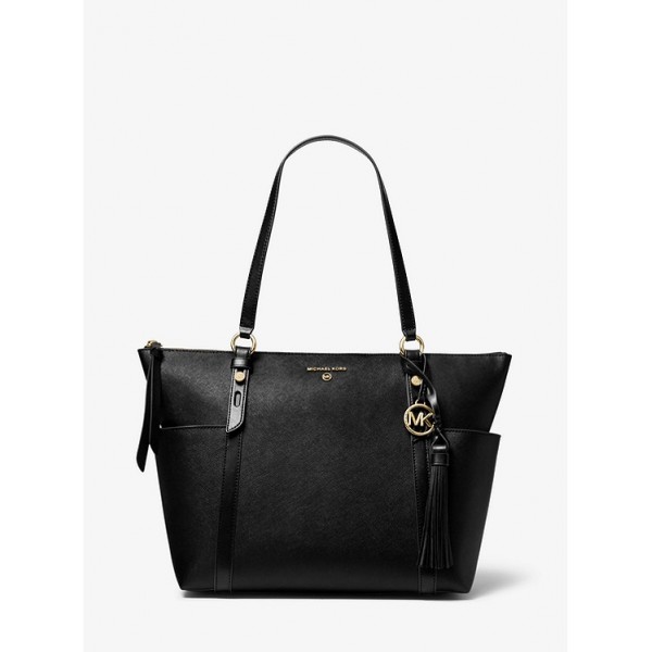 Sullivan Large Saffiano Leather Top-Zip Tote Bag