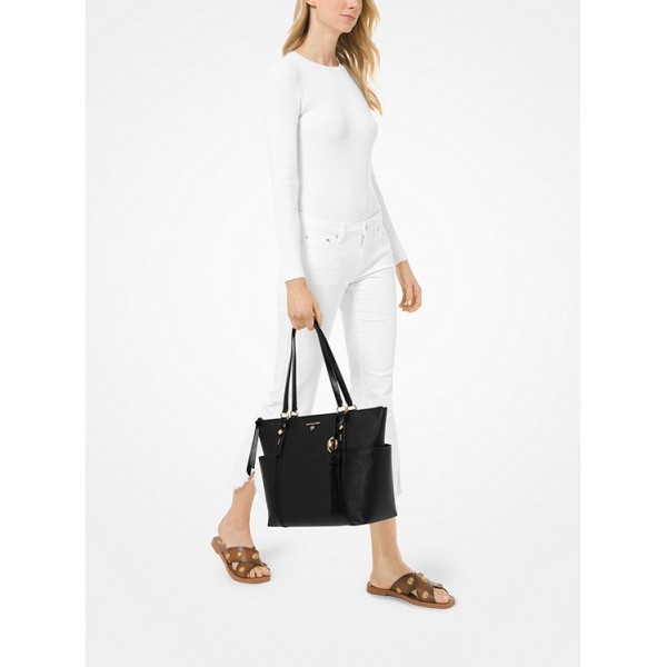 Sullivan Large Saffiano Leather Top-Zip Tote Bag