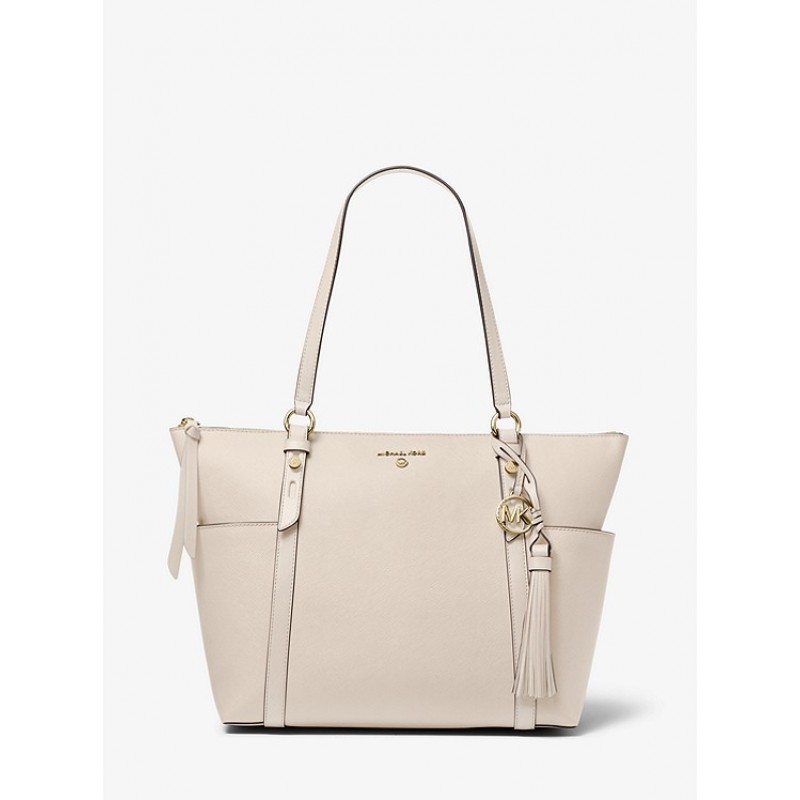 Sullivan Large Saffiano Leather Top-Zip Tote Bag