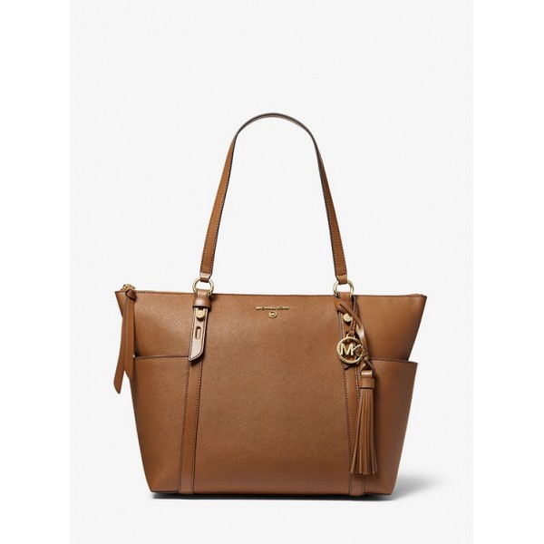 Sullivan Large Saffiano Leather Top-Zip Tote Bag