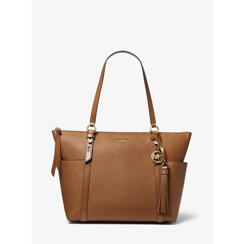 Sullivan Large Saffiano Leather Top-Zip Tote Bag