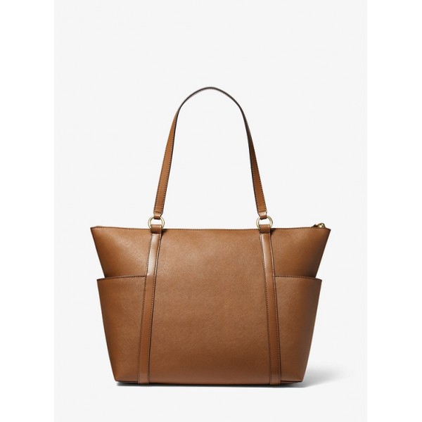 Sullivan Large Saffiano Leather Top-Zip Tote Bag