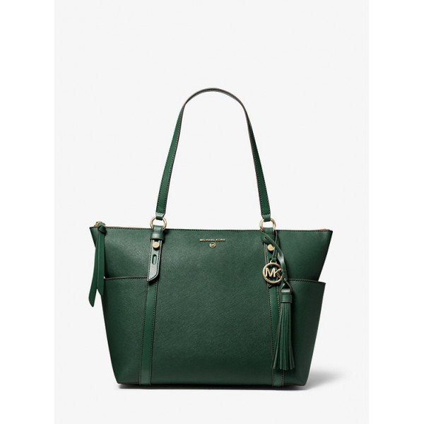 Sullivan Large Saffiano Leather Top-Zip Tote Bag