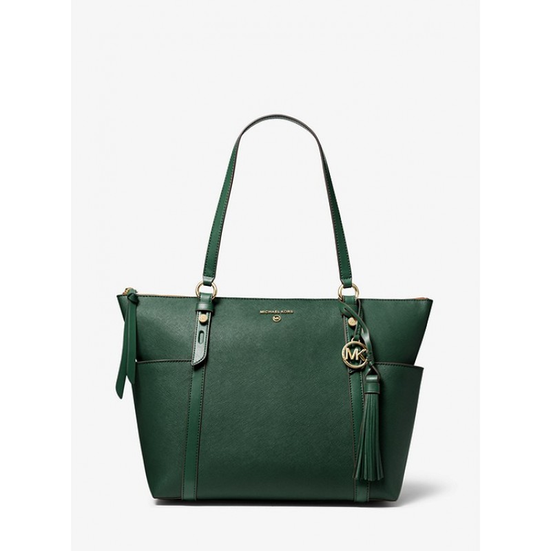 Sullivan Large Saffiano Leather Top-Zip Tote Bag